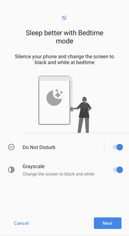 Settings screen for Google Digital Wellbeing’s Bedtime mode