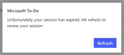 Expired session in Microsoft To-Do